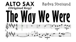 The Way We Were Alto Sax Sheet Music Backing Track Partitura Barbra Streisand
