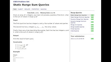 Static range sum queries || CSES || Range Queries