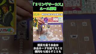 サーカス団を率いて、興行を行ってお金や名誉の獲得を目指す「３リングサーカス」のルール説明です