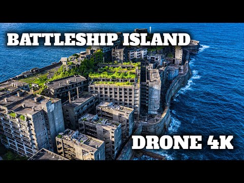Abandoned Battleship Island full drone footage 4k EXPLORING WITH FIGHTERS