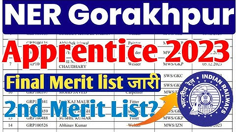 NER Gorakhpur Apprentice Final Merit list 2023, NER Apprentice 2nd merit list 2023 kab ayega