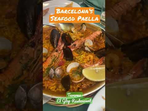 Authentic Seafood Paella in Taverna El Glop Barcelona, Spain #seafoodpaella #barcelonaspain #ElGlop