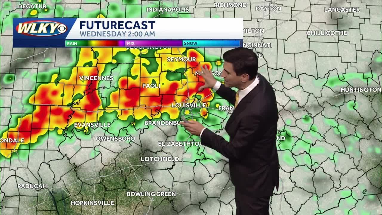 More storms possible Tuesday after a bump Monday night - YouTube