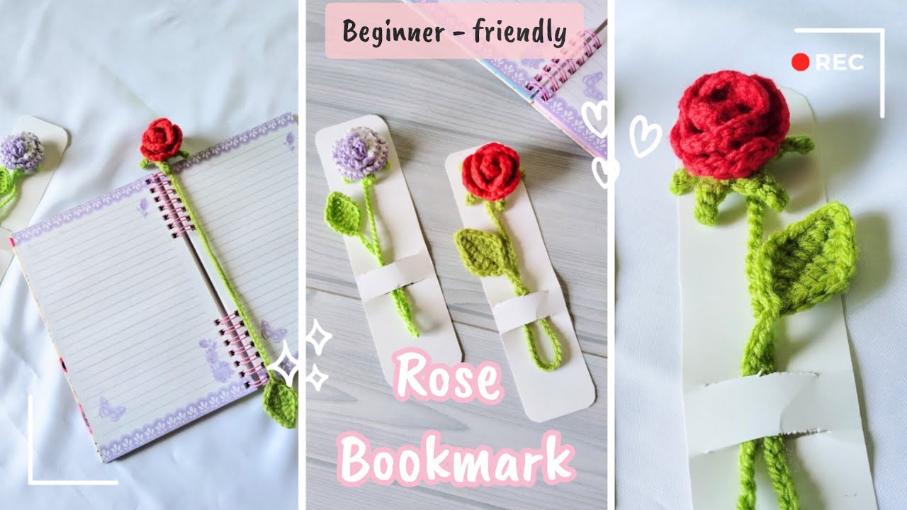 How to Crochet a Rose Bookmark 🌹 | Simple & Easy Crochet Tutorial