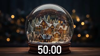 50 Minute Christmas Timer Snow Globe 🎵 with Christmas Jazz Music (4K) ✨ - and Alarm Sound