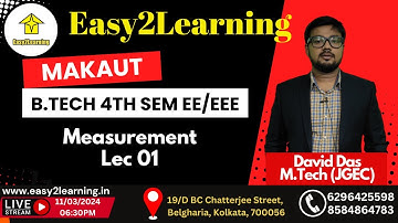 MAKAUT EE/EEE 4th Sem Measurement | Lec 01 Introduction | By David Das