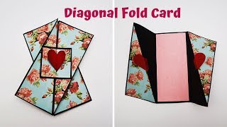 Diagonal Fold Card Tutorial | Card For Scrapbook / Explosion Box | Handmade Card