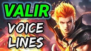 Valir voice lines and quotes \ Dialogues with English Subtitles | Mobile Legends