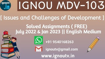 IGNOU MDV-103 Solved Assignment July 2022 & Jan 2023 [FREE] || IGNOU MADVS || IGNOU TV || IGNOU ||
