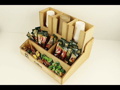 ხის ორგანაიზერი ყავისთვის ჭიქების დასადებით - TR163