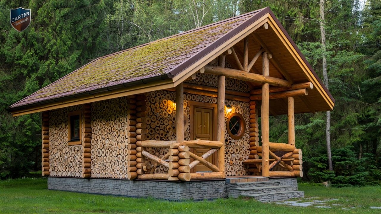 Masterful Building Art: A Man Stacks Logs To Create An Unbelievable Forest Cabin