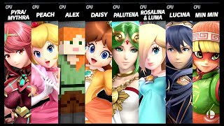 Pyra / Mythra VS Peach VS Alex VS Daisy VS Palutena VS Rosalina & Luma VS Lucina VS Min Min Smash