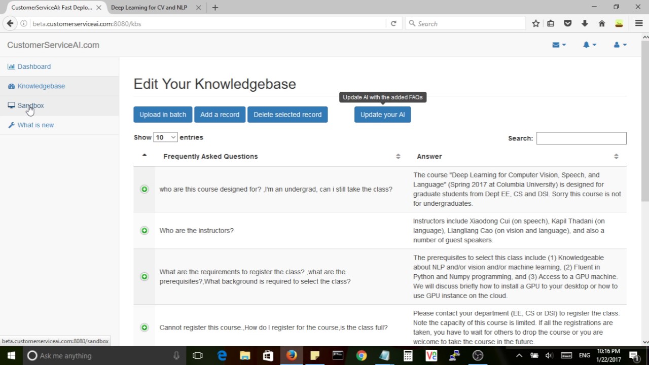 Quick overview of CustomerServiceAI.com's web chatbot