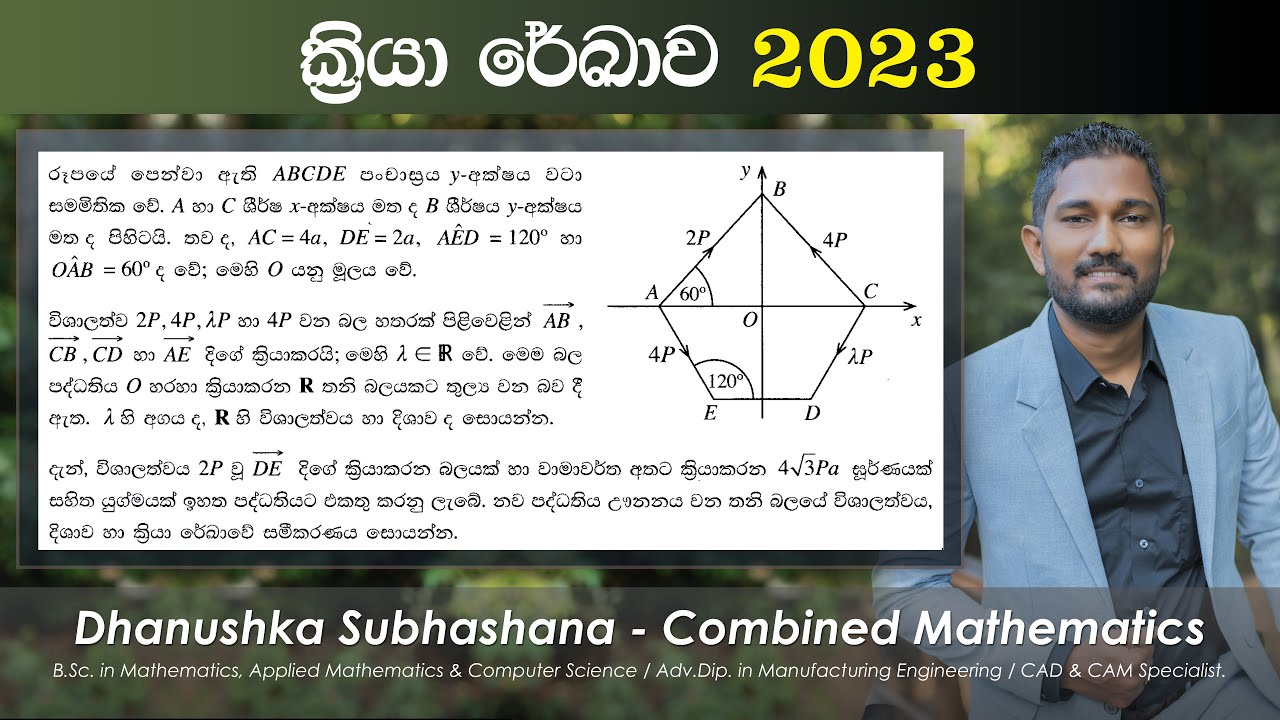 Combined Maths 2023 – CM II - B 14b - ක්‍රියා රේඛාව - සංයුක්ත ගණිතය