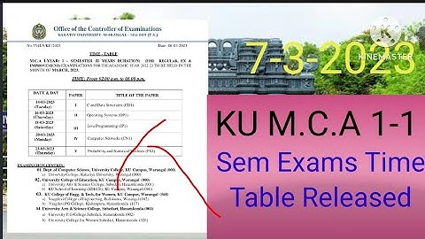 ku M.C.A 1-1 Sem Exams Time Table Released 2023/kakatiya University M.C.A first year 1sem exams 2023