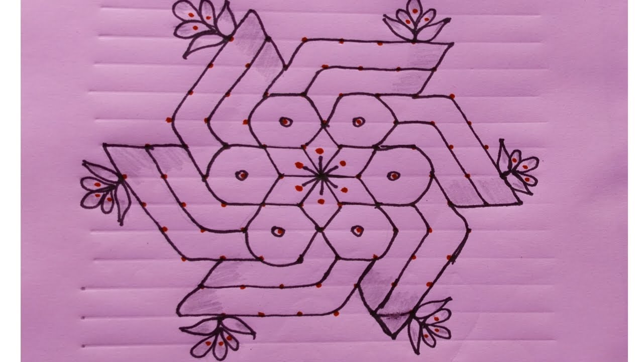 New year special🌸just 11dots🌸different method rangoli. - YouTube