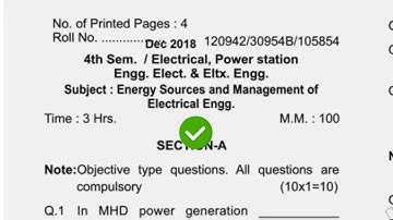 Dec 2018 HSBTE Diploma 4th Sem Energy Source Question Paper
