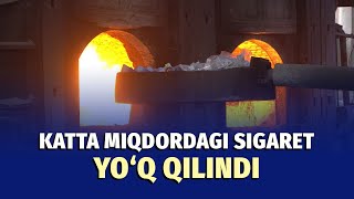 Noqonuniy muomaladan olib qo‘yilgan 2 mlrd so‘mlik sigaret yo‘q qilindi