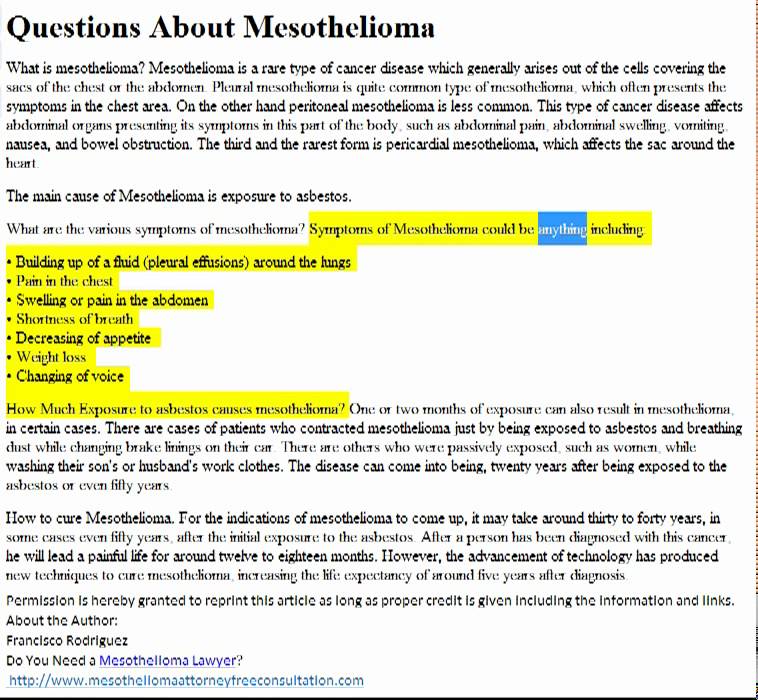 Spectacular Mesothelioma Questions Photo Concept Spectacular Mesothelioma Questions Photo Concept