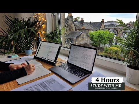 4 HOUR STUDY WITH ME  | Background noise, 10-min Break, No music, Study with Merve