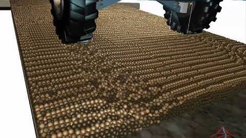 Coupled multibody dynamics - discrete element simulation of a ground vehicle on a mud/clay terrain