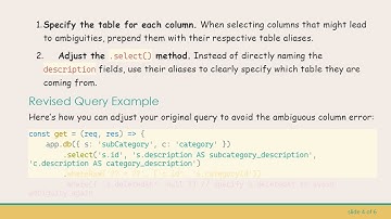 How to Avoid the ERROR 42702: AMBIGUOUS COLUMN with Knex and PostgreSQL