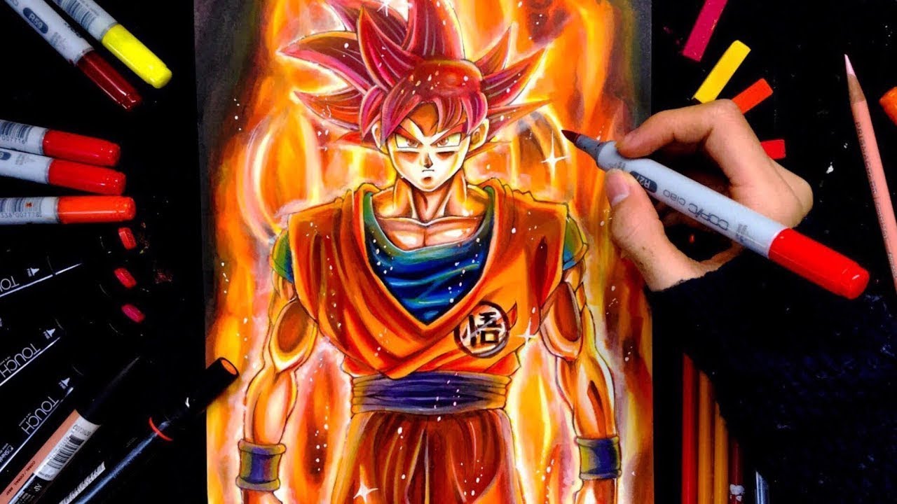 Desenho Goku Super Saiajyn God