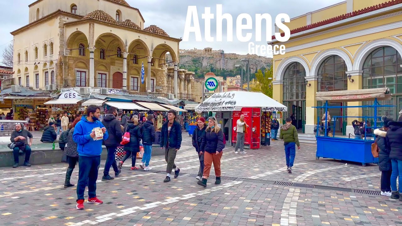 Athens, Grecia | Tour a Piedi 4K | 18 gen 2022