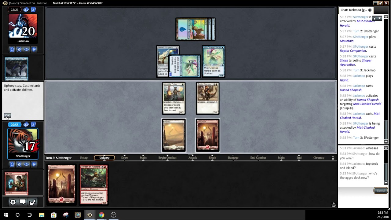 Standard Pauper Game Play - Red White Dino Aggro vs. Green Blue Merfolk!