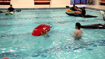 kayak swimming pool roll practice