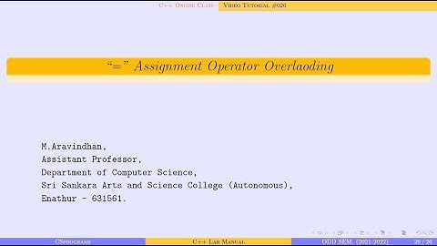 "=" Assignment Operator Overloading | Operator Overloading | #C++ | #Demo Program 26