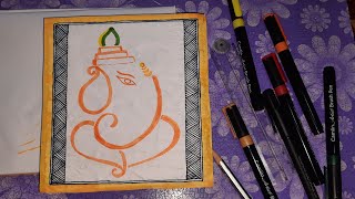 Handmade Lord Ganesha Frame || DIY || How to make easy Ganesha drawing frame || WG🌸 screenshot 4