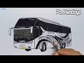 Menggambar bus handoyo  drawing and coloring bus