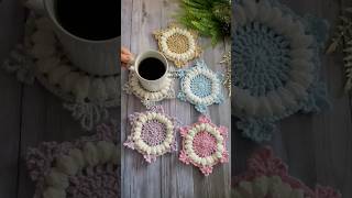 #Crochet Crystal Flake Coasters Pattern By Mushyy  #shorts
