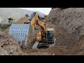 JCB Backhoe And Excavator Removing Dirt and Cleaning Hilly Road - Tough Hilly Road Construction 3