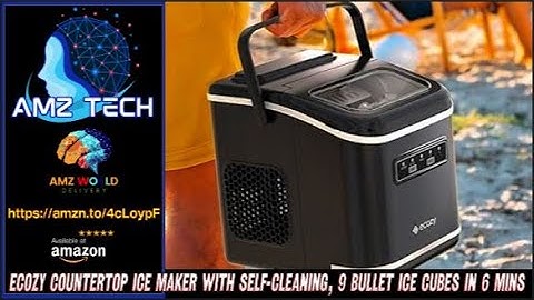 Describing Ecozy Countertop Ice Maker with Self-Cleaning, 9 Bullet Ice Cubes in 6 Mins, Amazon