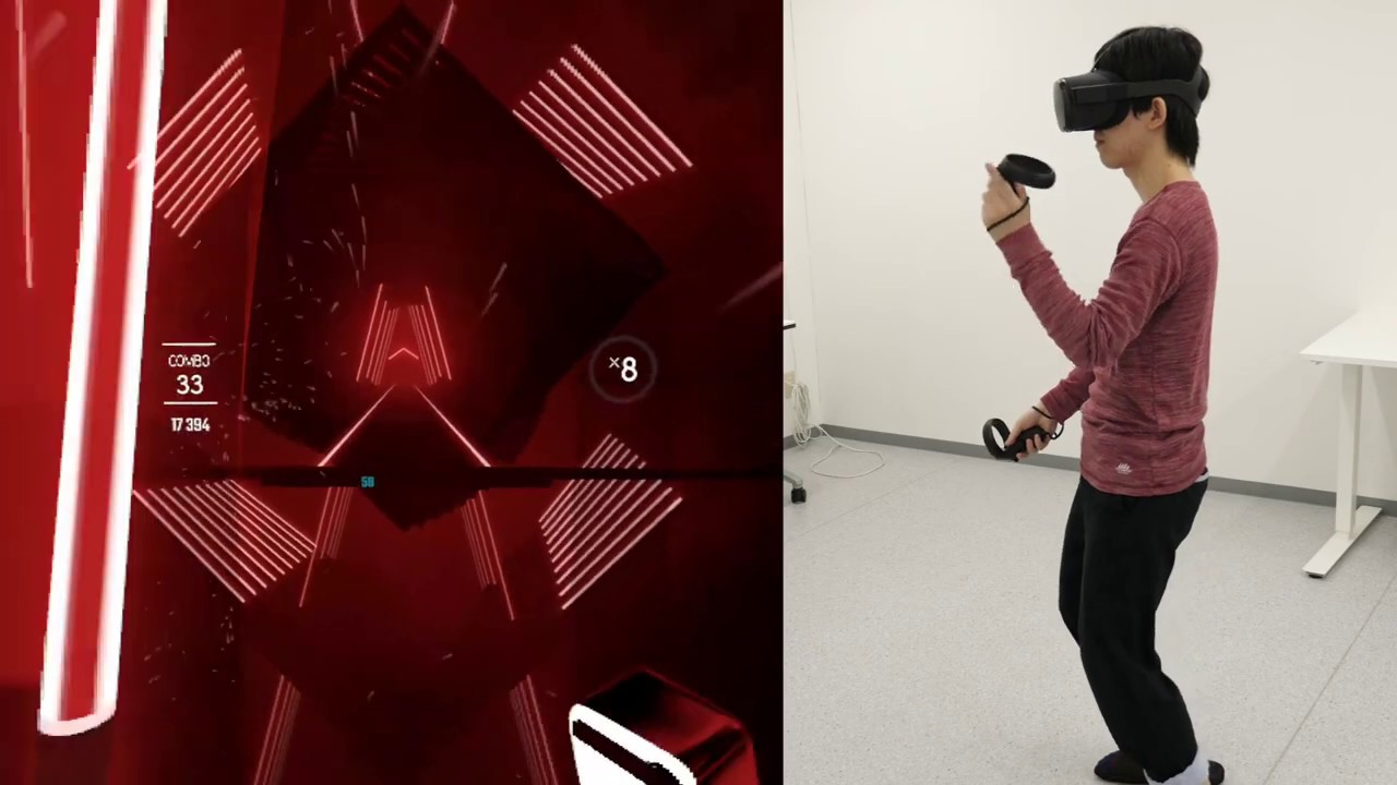 Oculus Questで流れるブロックをライトセーバーで切り落とすリズムゲーム Beat Saber をプレイしてみた Youtube