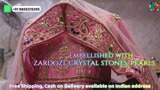 ARNG-4057 "The Blush Pink" Premium Long Koti Lehenga||Silk Fabric||Zardozi & Stones||Pearls