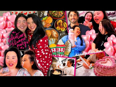 VLOG: galentine's slumber party, exchanging surprise gifts, cooking for bestie, coloring therapy!