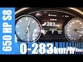 650 HP Audi S8 4.0 TFSI MTM TUNED! 0-283 km/h VERY FAST! Acceleration Autobahn Test
