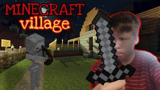 Minecraft village. Майнкрафт деревня. битва.