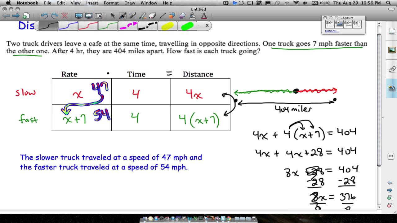 Distance, Rate, Time Word Problems - Youtube