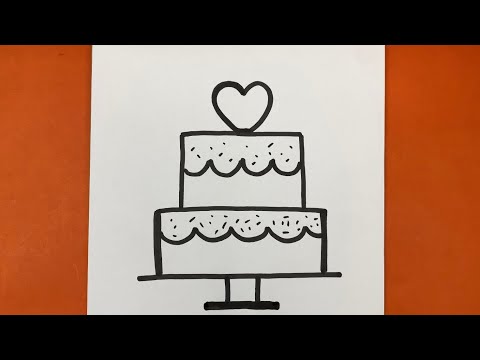 Çok Kolay Pasta Çizimi, Pasta Nasıl Çizilir, Sevimli Pasta Çizimi, How To Draw A Cute Birthday Cake