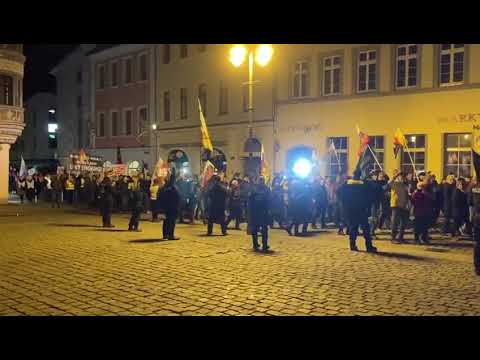 A Nazi parade in Gera, Germany, with lots of Russian flags was greeted with circus clown music...