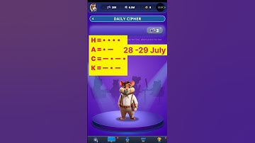 Hamster kombat daily cipher | Hamster Kombat daily cipher july 28 - 29 #hamsterkombat #today