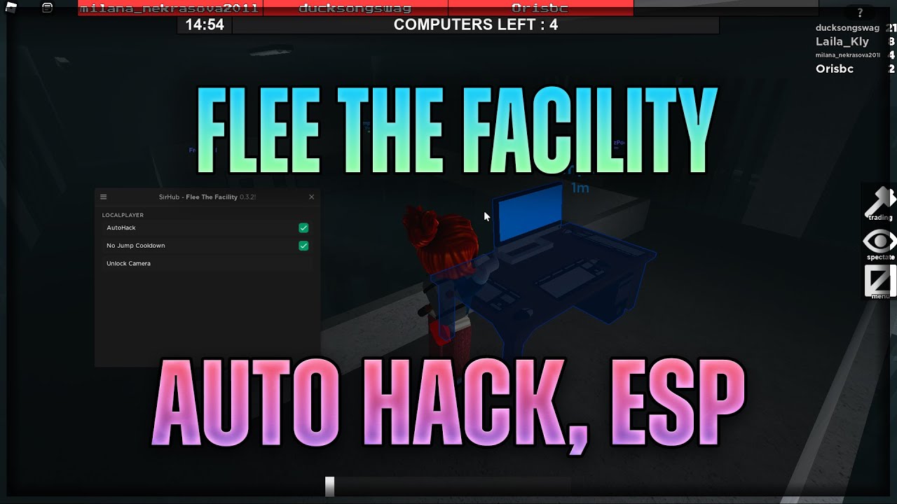 NEW] Flee The Facility Script Hack GUI  Computer + Beast ESP & MORE!  [ROBLOX] *PASTEBIN 2021* 
