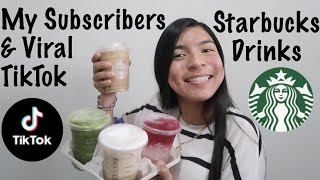 TRYING MY *SUBSCRIBERS & VIRAL TIKTOK* STARBUCKS DRINKS!!!!!! |LindaOroVlogs