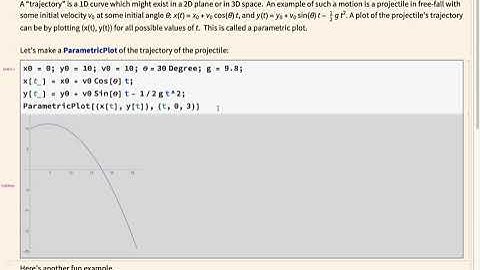 Parametric Trajectory Plots in Mathematica