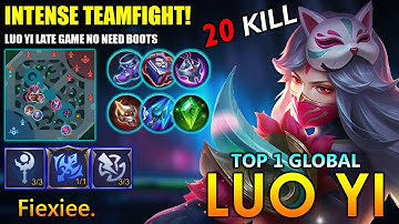 Intense Teamfight! Luo Yi Late Game No Boots With 20 Kill - Top 1 Global Luo Yi By Fiexiee. ~ MLBB