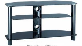 Modern TV Console w Double Glass Door Front – Columbus 90cm All Black TV Stand